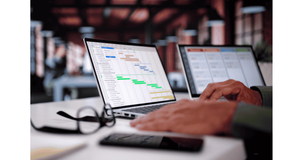 Business Schedule Calendar And Agenda Gant chart showing project management